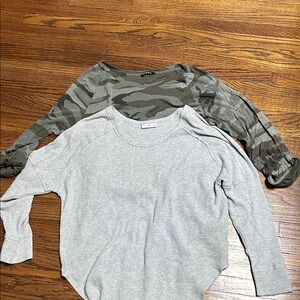 TNA Long Sleeve Tops - Gray and Camouflage